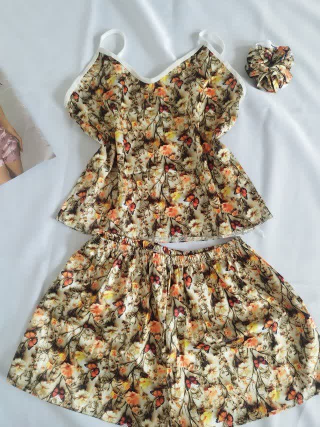 ست سه تیکه ساتن گل پروانه